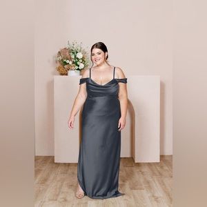 Revelry Sienna Satin Bridesmaid Dress, Black, Size 8